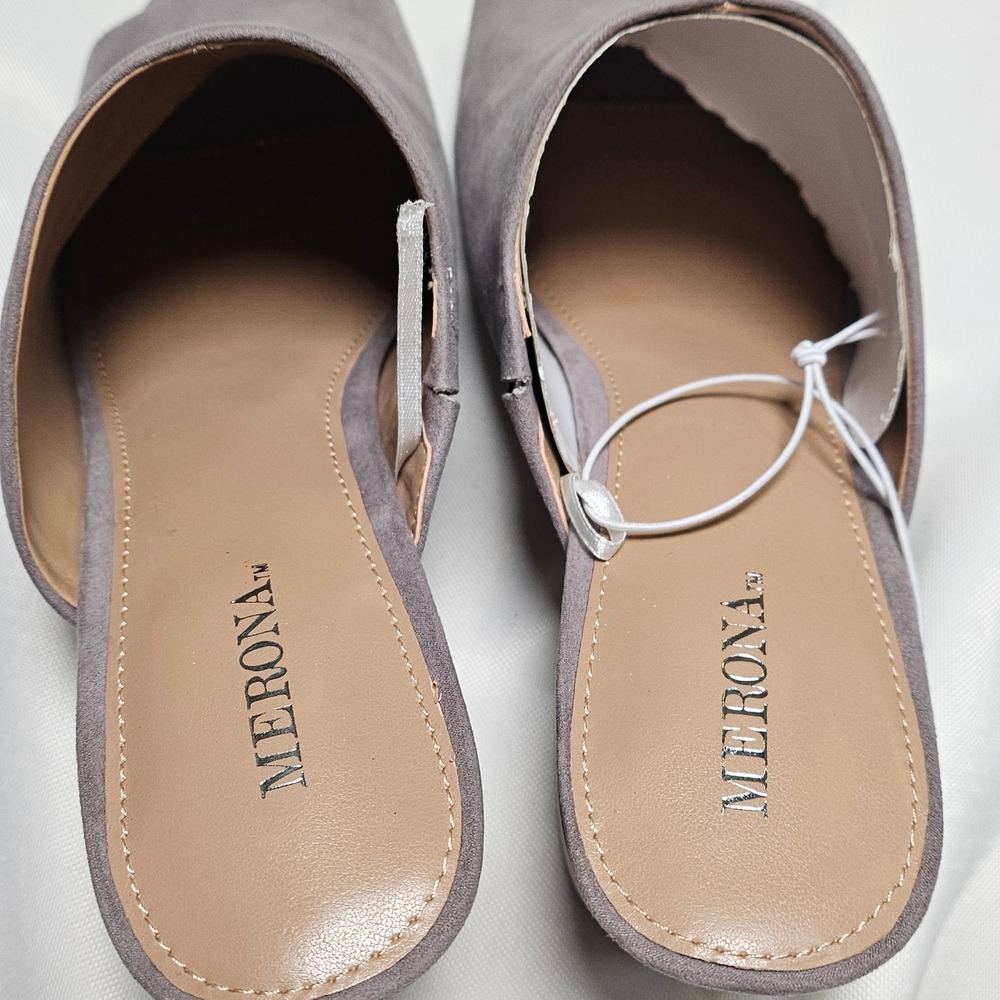 Merona DIDI Gray Suede Block Heel Mule Shoes Women's Size 8.5 New - Picture 8 of 14